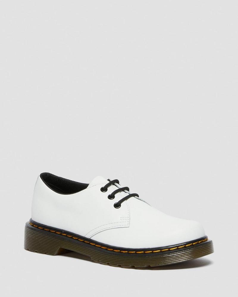 Kids\' Dr Martens Junior 1461 Leather Lace Up Shoes White | AU 725HAP